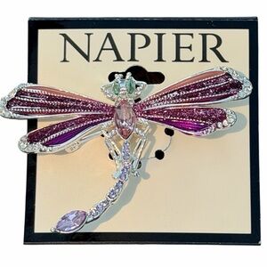 NWT Napier Purple and Silver Dragonfly Brooch Pin-Perfect for Spring Summer